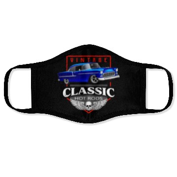 Discover Blue Classic Car Street Rod Face Masks