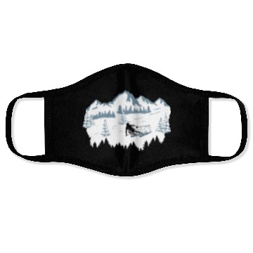 Discover Skiing, Skier, Ski, Winter Snow Mountains Face Masks