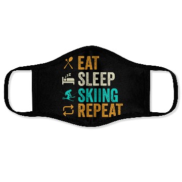 Discover EAT SLEEP SKIING REPEAT Funny ski Face Masks, gift