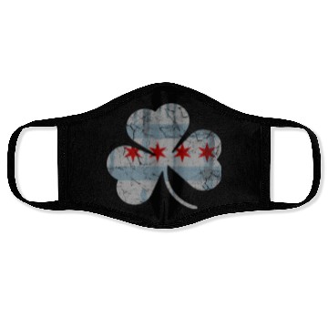 Discover Chicago Flag Shamrock Irish St Patricks Face Masks