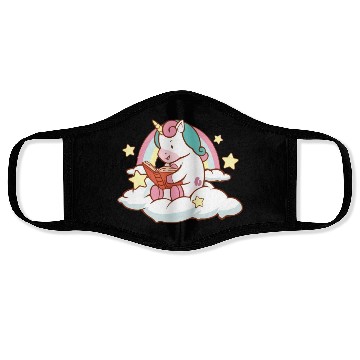 Discover Unicorn Cute Unicorn Reading A Book For Readers Face Masks