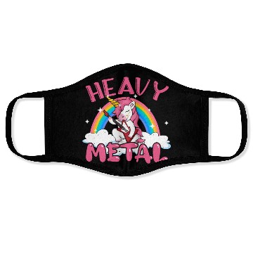 Discover Guitarist Unicorn Rainbow Metal Music Heavy Rock Face Masks