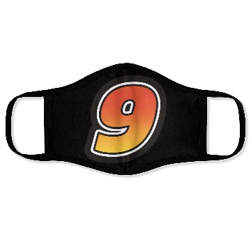 Discover Number Nine 9 Gradient Yellow Orange 3 Stroke Face Masks
