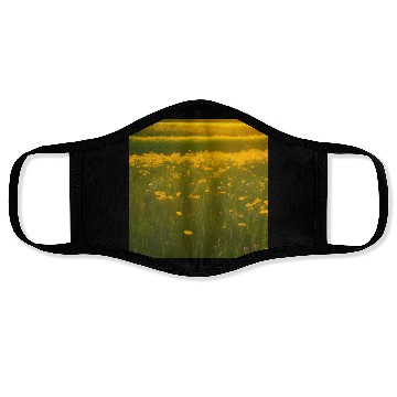 Discover Lovely Yellow Flowers and Green Grass Face Masks