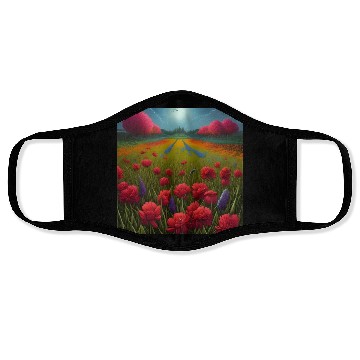 Discover Beautiful Flowers along the Field Road Horizon Face Masks