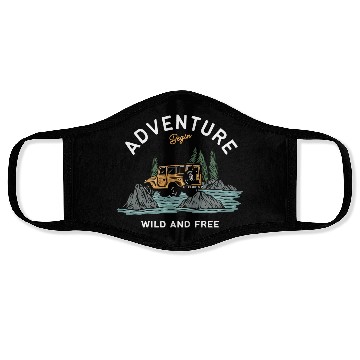 Discover Light Blue Illustration Adventure Face Masks