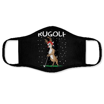 Discover Golf Reindeer Pun Golfer Rugolf Golfing Face Masks