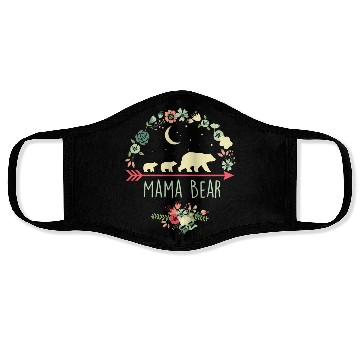 Discover Floral Mama Bear With 2 Cubs Face Masks