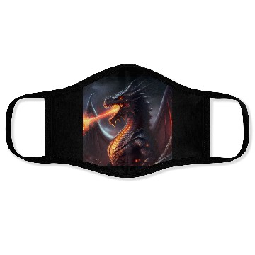 Discover Dark Fantasy fire breathing dragon version 2 Face Masks