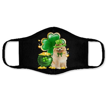 Discover Pomeranian Dog Shamrock St Patricks Day Face Masks