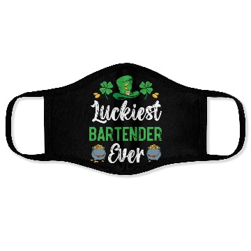 Discover Luckiest Bartender Ever St. Patrick's Saint Pattys Face Masks