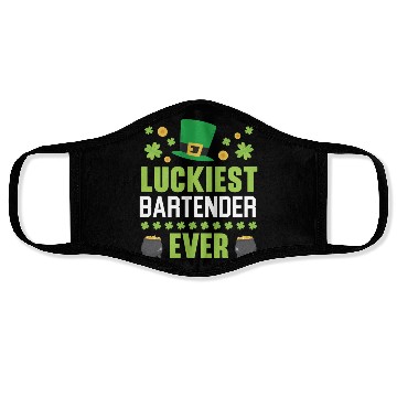 Discover Luckiest Bartender Ever St. Patrick's Saint Pattys Face Masks