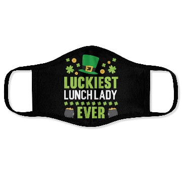 Discover Luckiest Lunch Lady Ever St. Patrick's Day Face Masks
