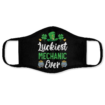 Discover Luckiest Mechanic Ever St. Patrick's Day Face Masks