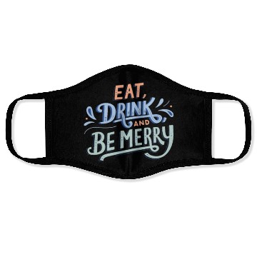 Discover Black Vibrant Typography Merry Christmas Face Masks