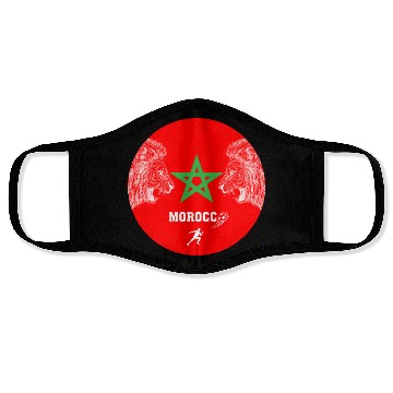 Discover Morocco Soccer Lion Emblem Face Masks