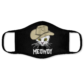 Discover Meowdy Funny Cat Cowboy Hat Design Face Masks