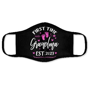 Discover First Time Grandma Est. 2023 Face Masks