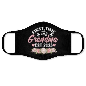 Discover First Time Grandma Est. 2023 Face Masks