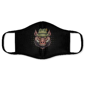 Discover Wild Boar Hunter Hunting Forest Face Masks