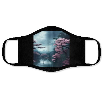 Discover Pink trees by the water Face Masks