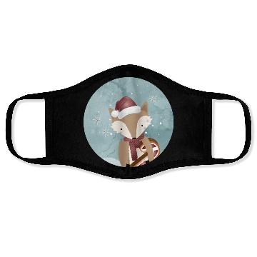 Discover cute fox for Christmas with Santa hat Face Masks