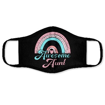 Discover Awesome Aunt retro rainbow vintage Face Masks