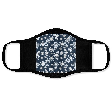 Discover Snow pattern on navy blue background Face Masks