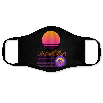 Discover Synthwave Mountain Face Masks