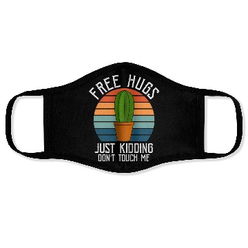 Discover Free Hugs Just Kidding Don't Touch Me Retro Cactus Face Masks