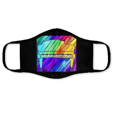 Discover piano in front of a colorful rainbow Face Masks