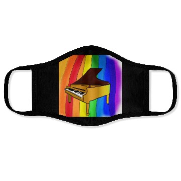 Discover piano in front of a colorful rainbow Face Masks