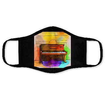 Discover A beautiful piano in front of a colorful wall Face Masks