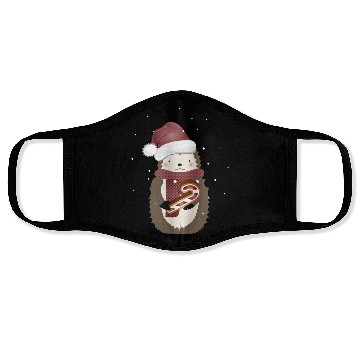 Discover cute hedgehog for christmas with candy cane Face Masks