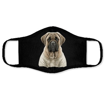 Discover Festive English Mastiff in a Christmas Sweater Face Masks