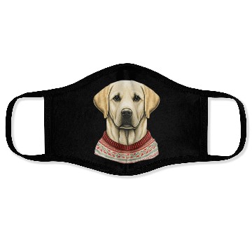 Discover Festive Labrador Retriever in a Christmas Sweater Face Masks