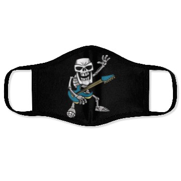 Discover Rock & Roll Skeleton Guitar Music Lover Rockstar Face Masks