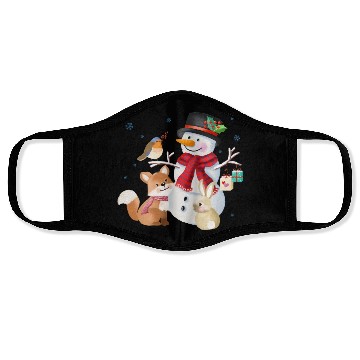 Discover Snowman with fox, rabbit and robin Face Masks