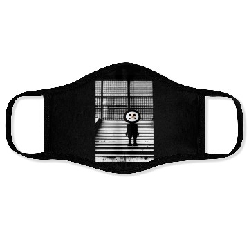 Discover Sad Snowman in Face Masks Standing on the Steps Street