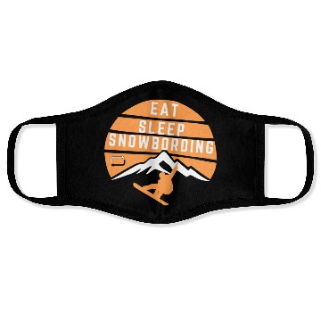 Discover Eat sleep snowboarding repeat Winter sport lover Face Masks