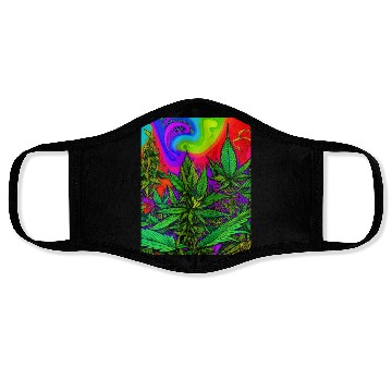 Discover Psychedelic cannabis land Face Masks
