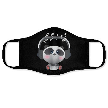Discover Cute Panda listening music Face Masks