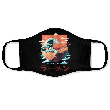 Discover Ramen bowl painting. Text means "Ramen" Face Masks