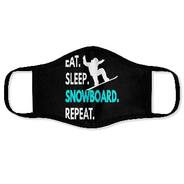 Discover Snowboarding Eat Sleep Snowboard Repeat Face Masks