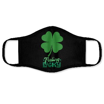 Discover Irish Feeling Lucky four leaf Shamrock Face Masks