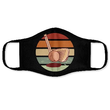 Discover Retro sunset golf Face Masks