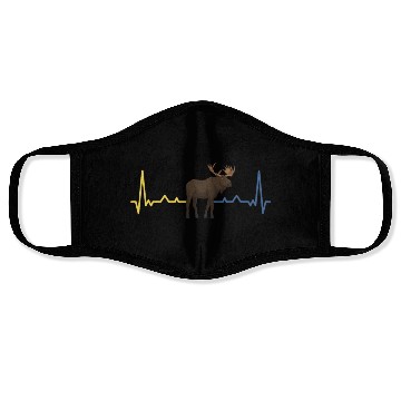Discover Sweden Heartbeat Flag Moose Face Masks