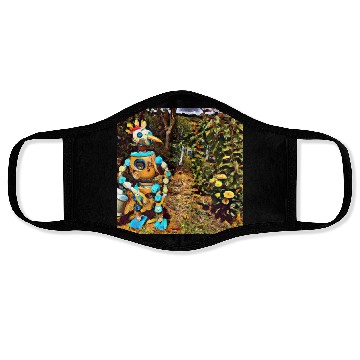 Discover a robot chicken in the garden van gogh style Face Masks