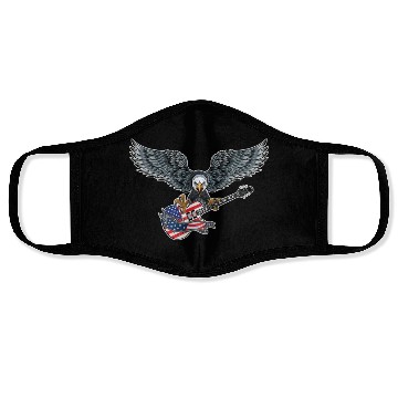 Discover Guitar Eagle USA Flag Patriotic Guitar Lovers US Face Masks