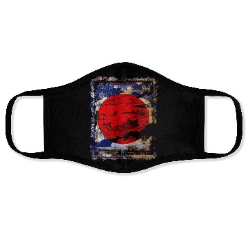Discover Japan Flag Red Circle Blue Mountain Collage Art 74 Face Masks